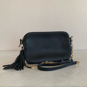 Elegant Black Faux Leather Crossbody Bag